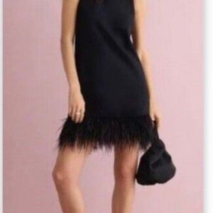 J. Crew Black Mini Dress with Feather Hem